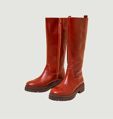 Maelis pleated leather boots