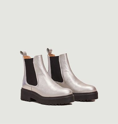 Chelsea boots en cuir grainé à plateforme Flora