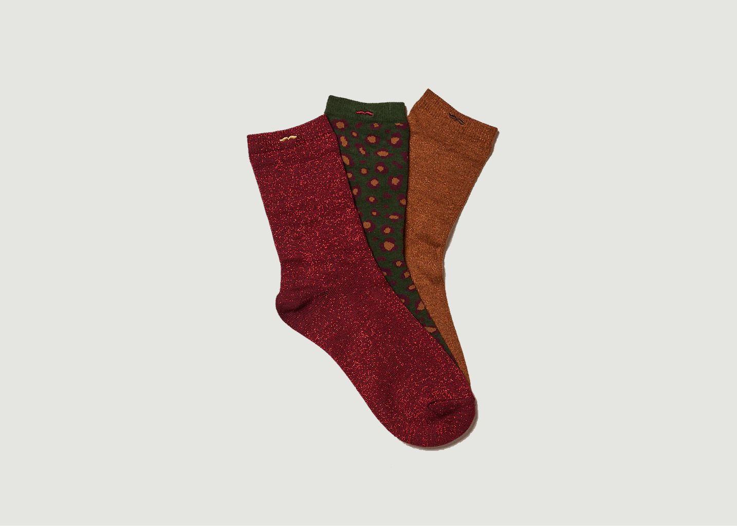 Pack of 3 pairs of shiny leopard print socks - M.Moustache