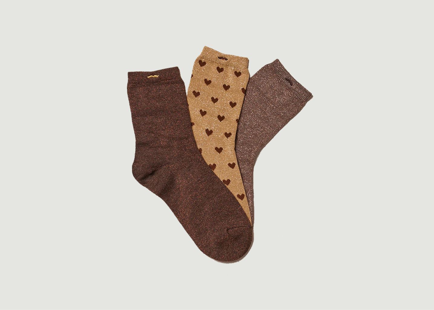 Pack de 3 paires de chaussettes brillantes et motif cœurs - M.Moustache