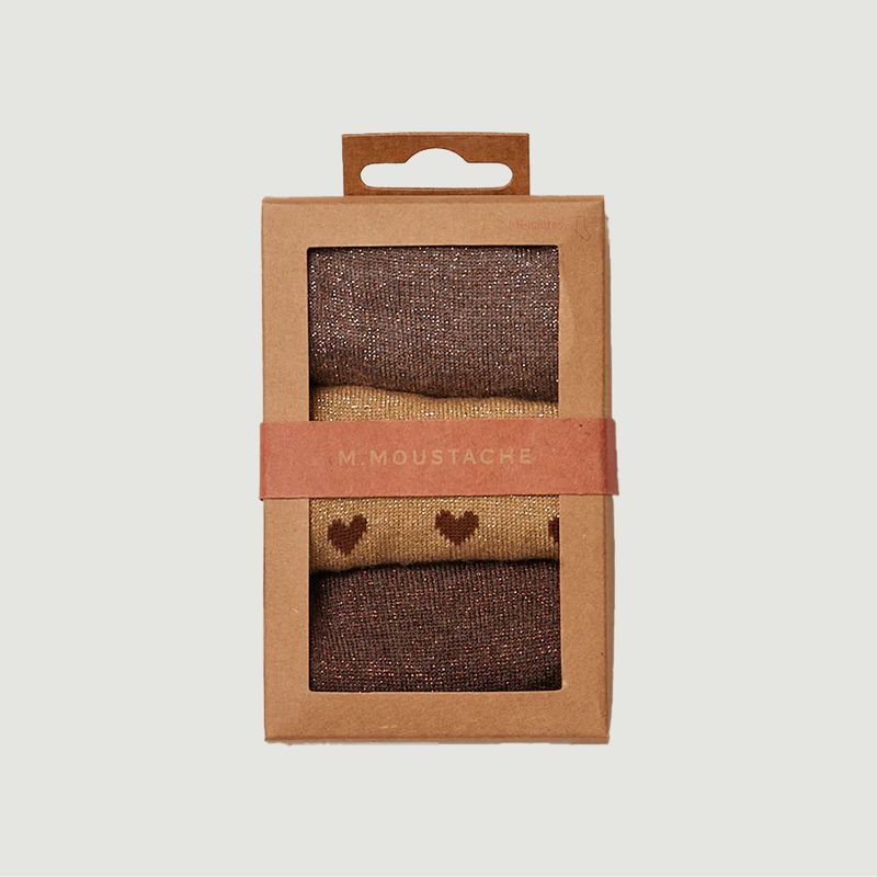 Pack of 3 pairs of shiny, heart-shaped socks - M.Moustache