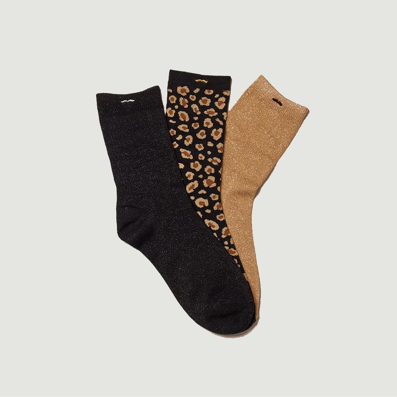 Pack de 3 chaussettes brillantes et motif léopard - M.Moustache