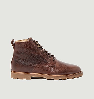 Eugène lace up grained pull-up leather boots