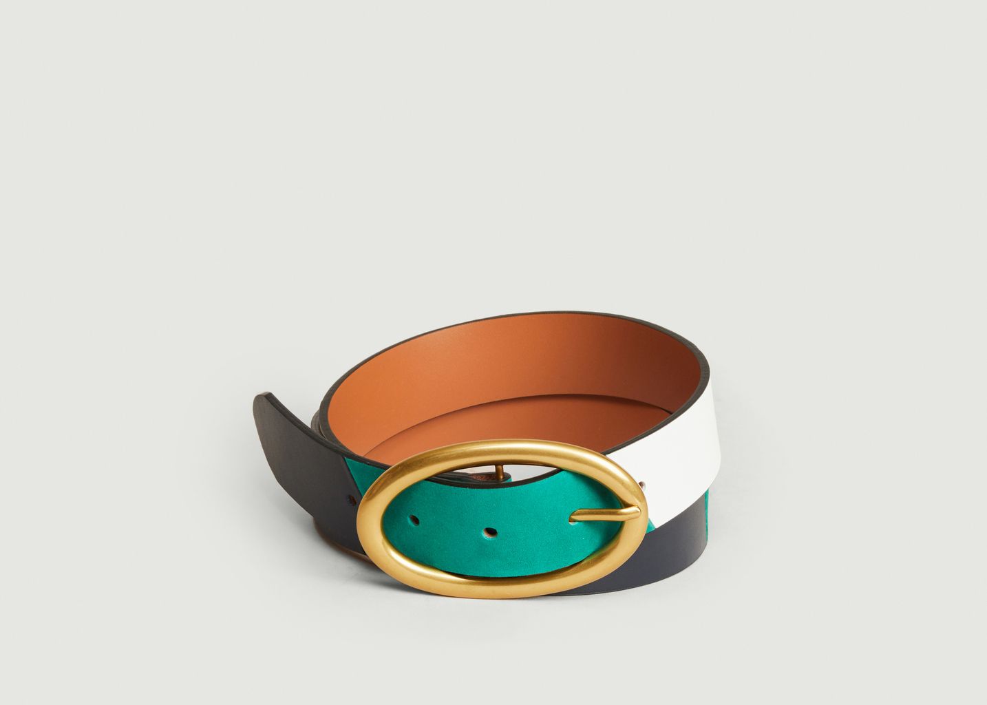 Tricolor leather belt - Maison Boinet