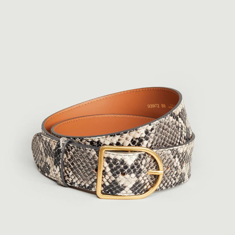 Python effect leather belt - Maison Boinet