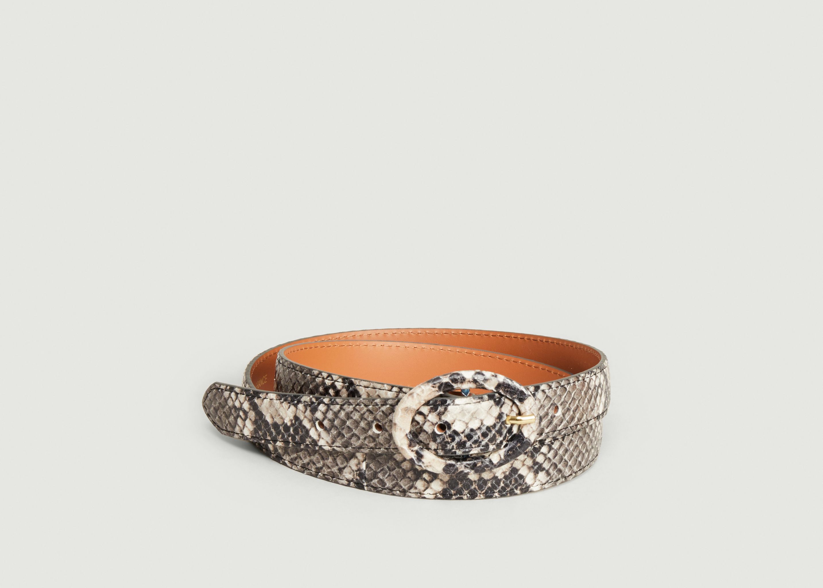 Python effect leather belt - Maison Boinet
