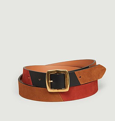 Nubuck and nappa leather belt 25 mm