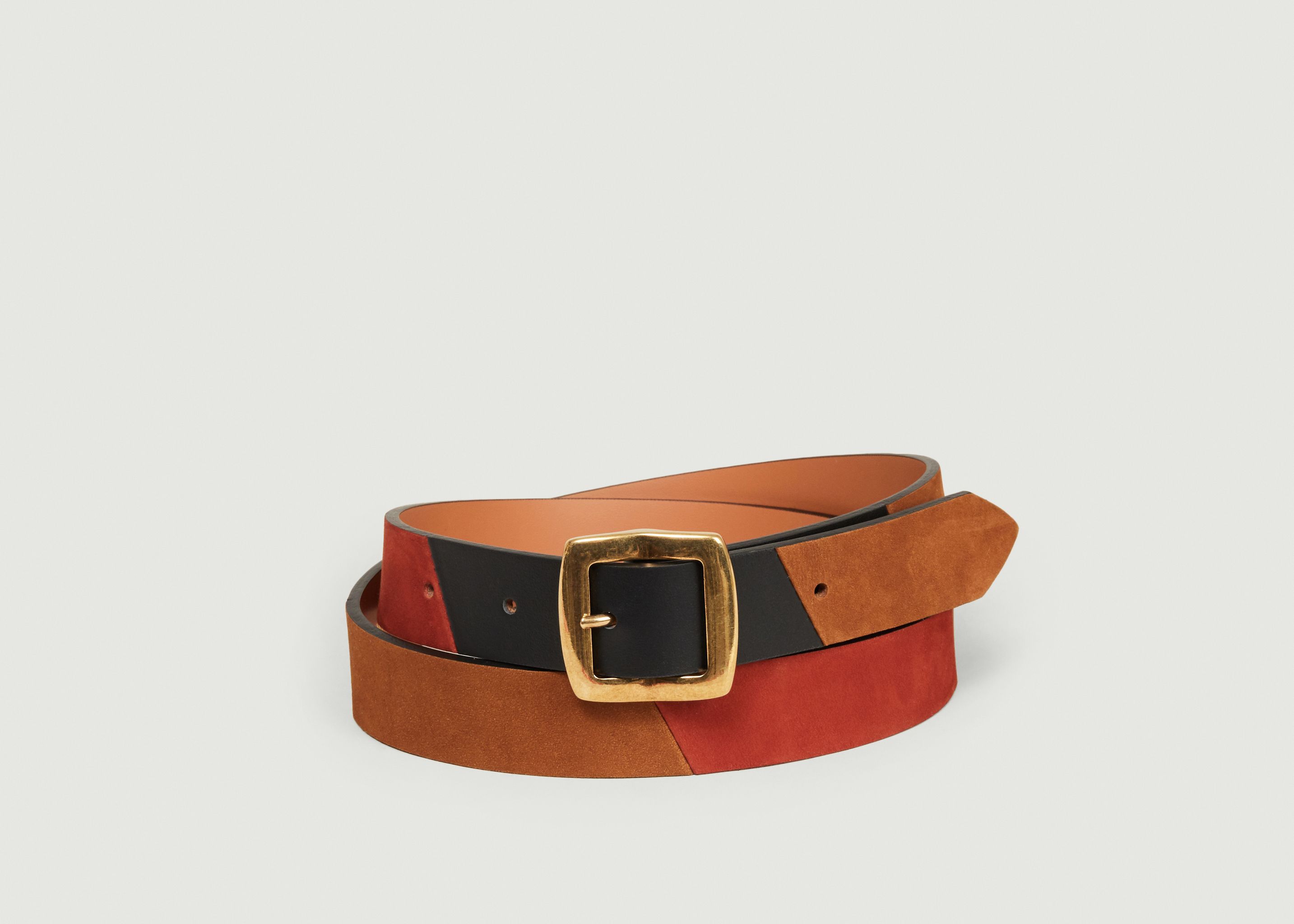 Nubuck and nappa leather belt 25 mm - Maison Boinet