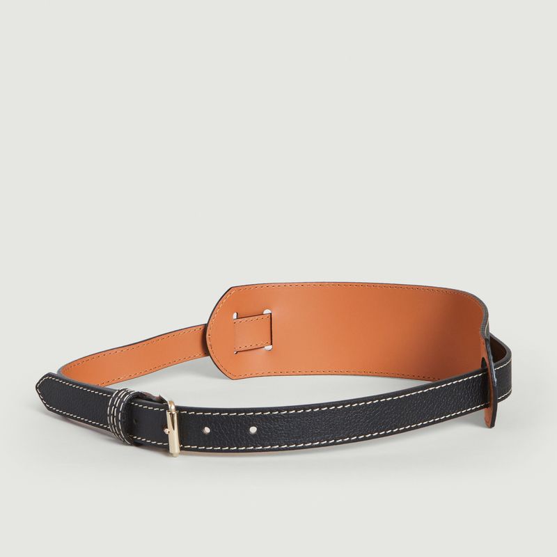 Corset belt in cowhide leather Black Maison Boinet