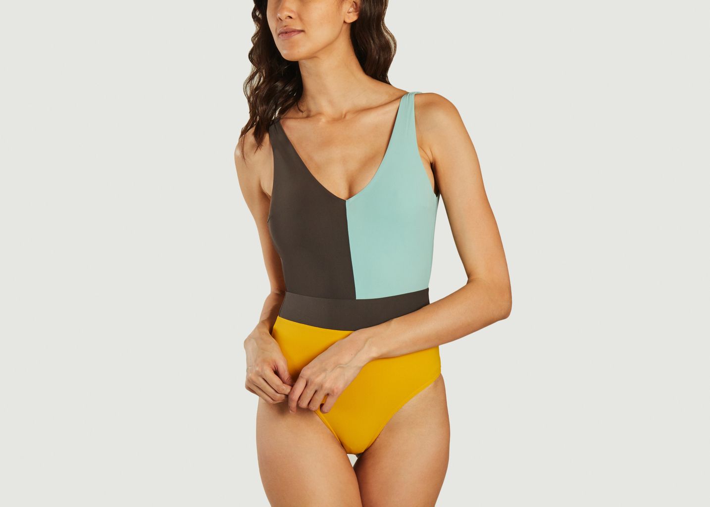 1-piece V-neck Colorblock swimsuit - Maison Lejaby