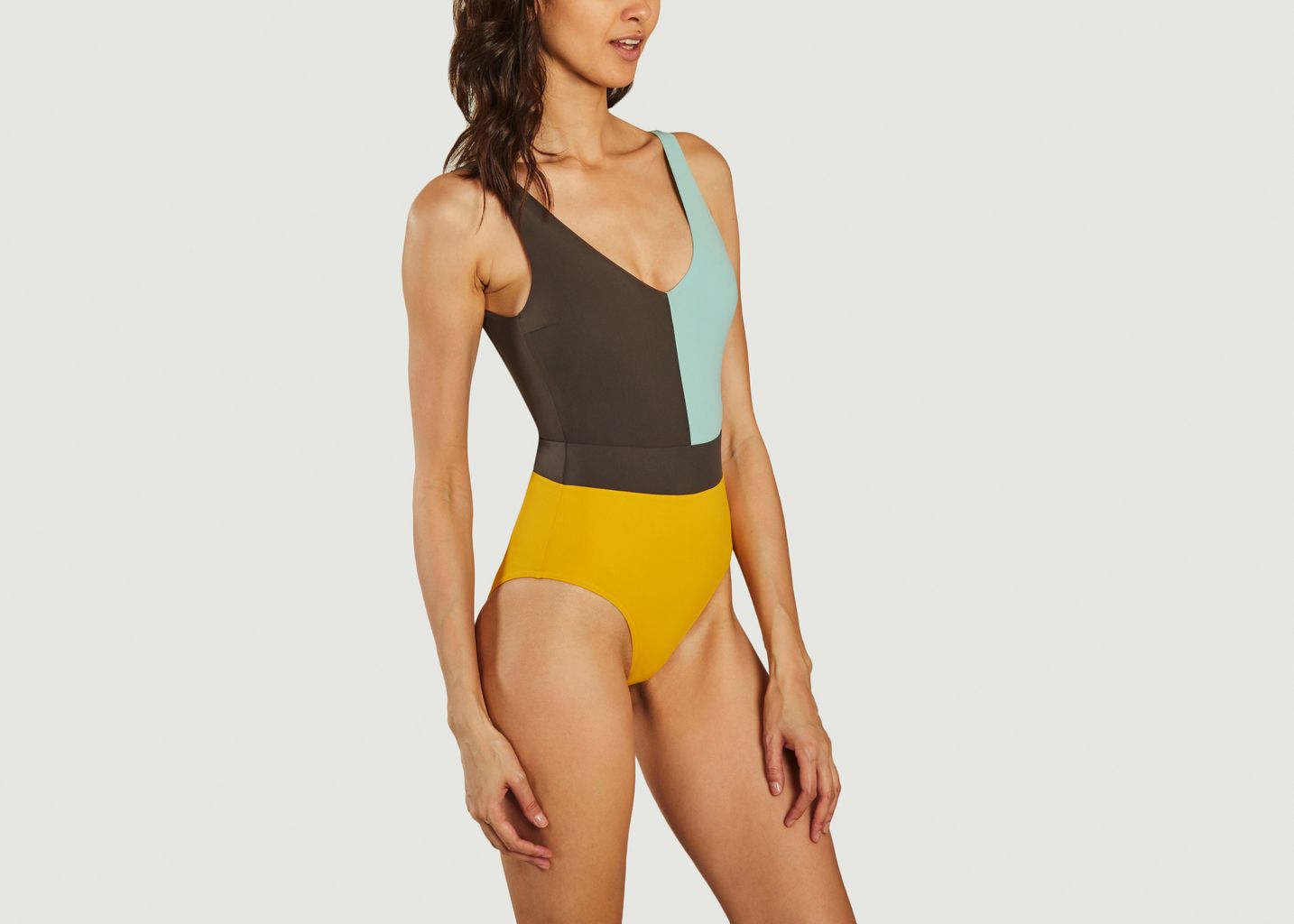 1-teiliger Colorblock-Badeanzug mit V-Ausschnitt - Maison Lejaby