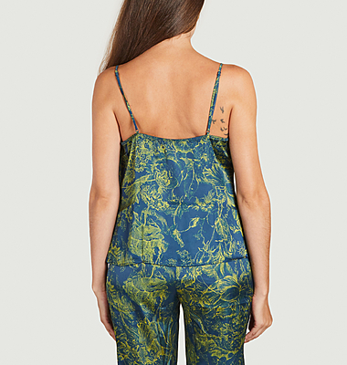 Top en satin imprimé Flower