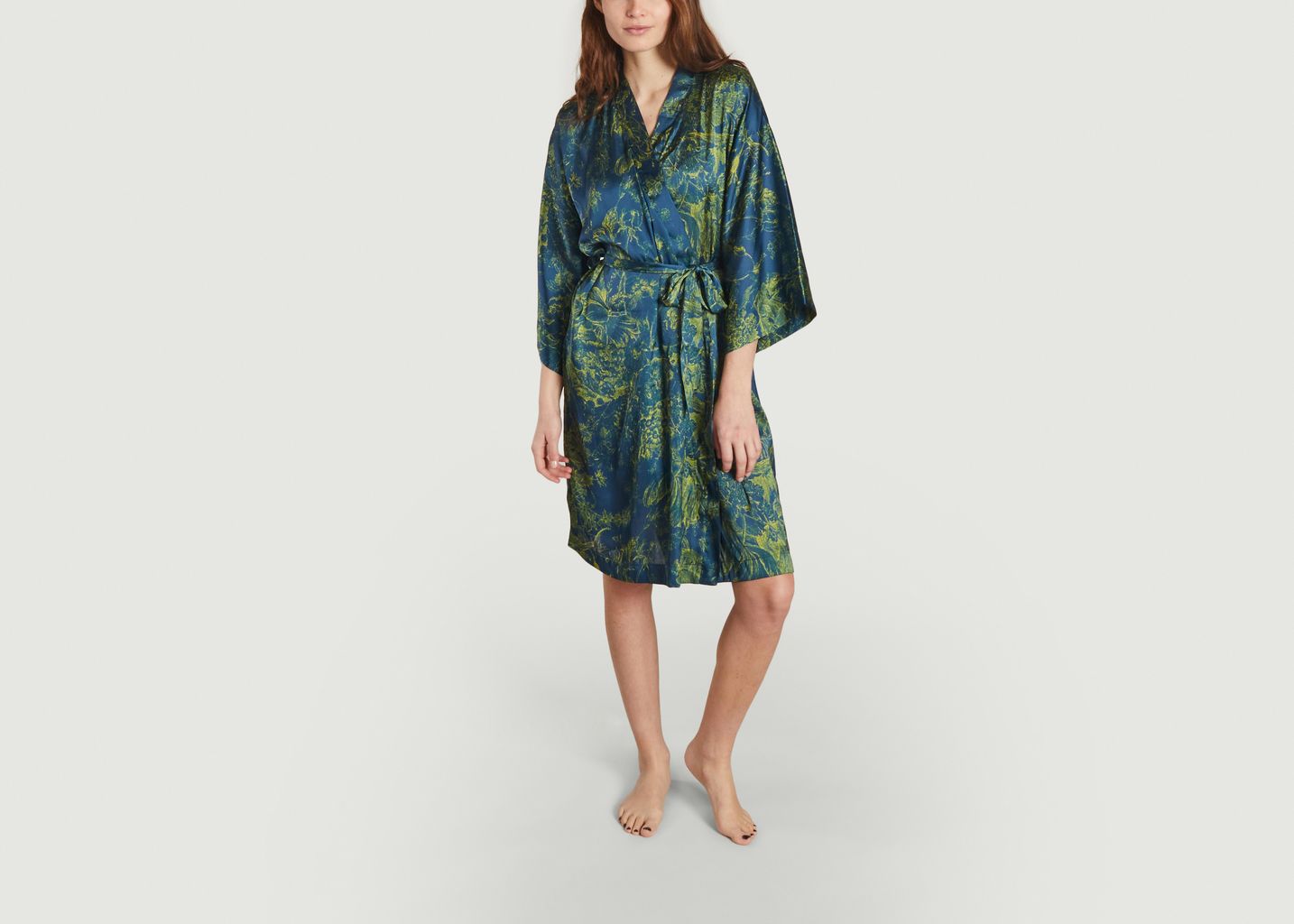 Kimono aus Satin mit Fleural-Druck. - Maison Lejaby