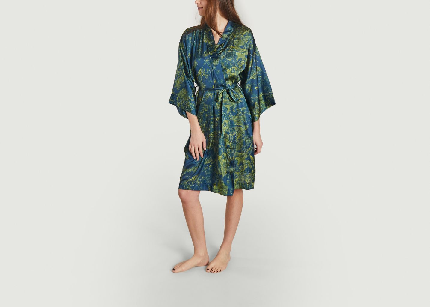 Satin printed kimono Fleural - Maison Lejaby