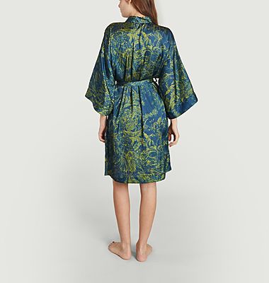 Kimono en satin imprimé Fleural