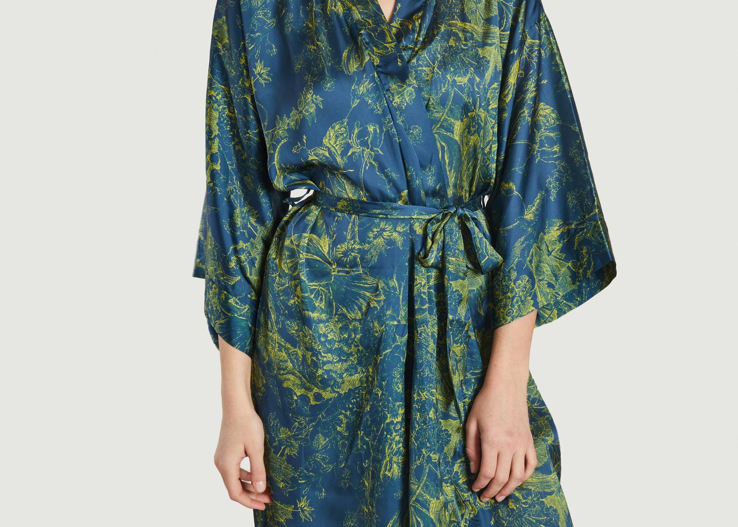 Kimono en satin imprimé Fleural - Maison Lejaby