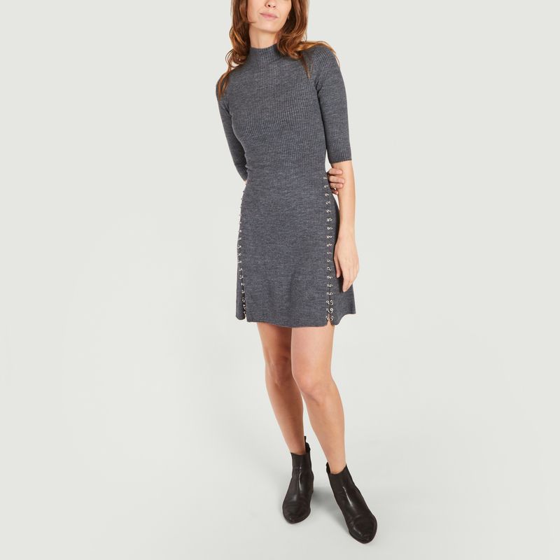 Rolea slim fit knit dress with rings Grey Maje | L’Exception
