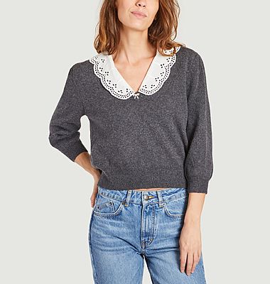 Maxi embroidered Claudine collar sweater