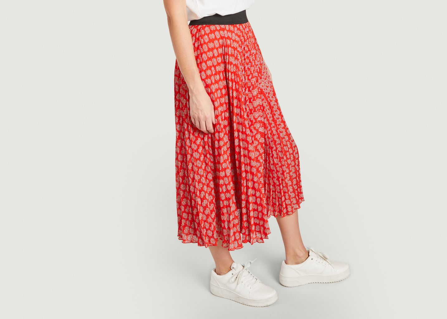 Jupe midi plissée imprimé monogrammé Jungmono - Maje