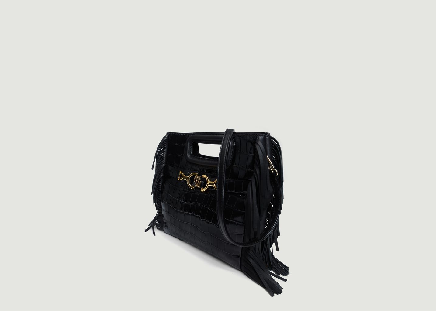 Sac en cuir façon croco avec mors et franges M - Maje