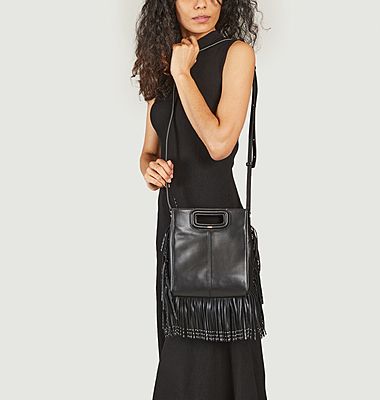Leather M bag with studded bangs