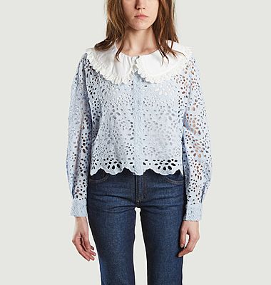 Cio embroidered shirt with claudine collar