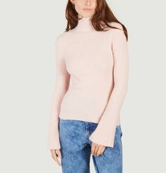 High neck jumper in stretch knit