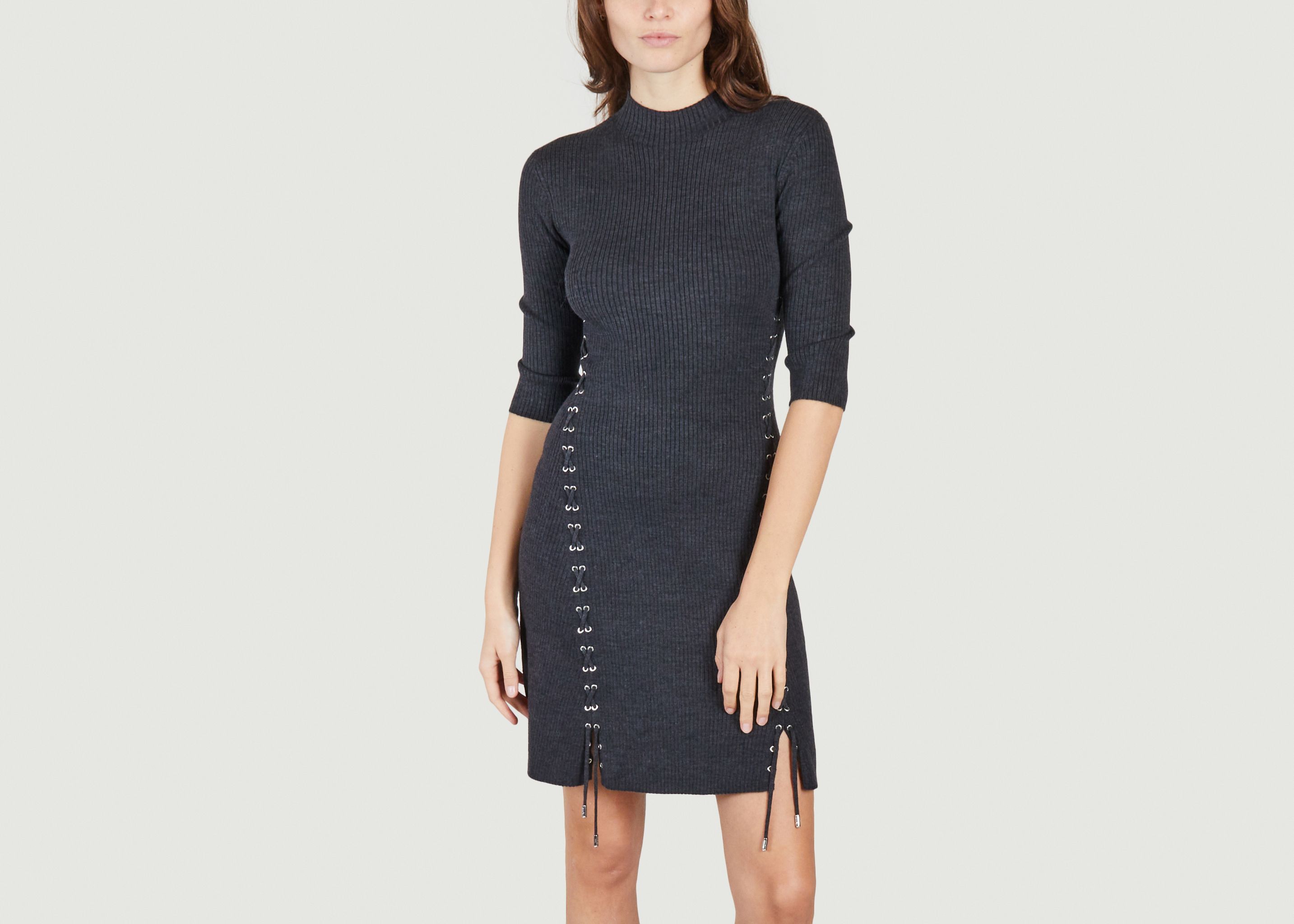 Short sweater dress with Roleana lacing - Maje