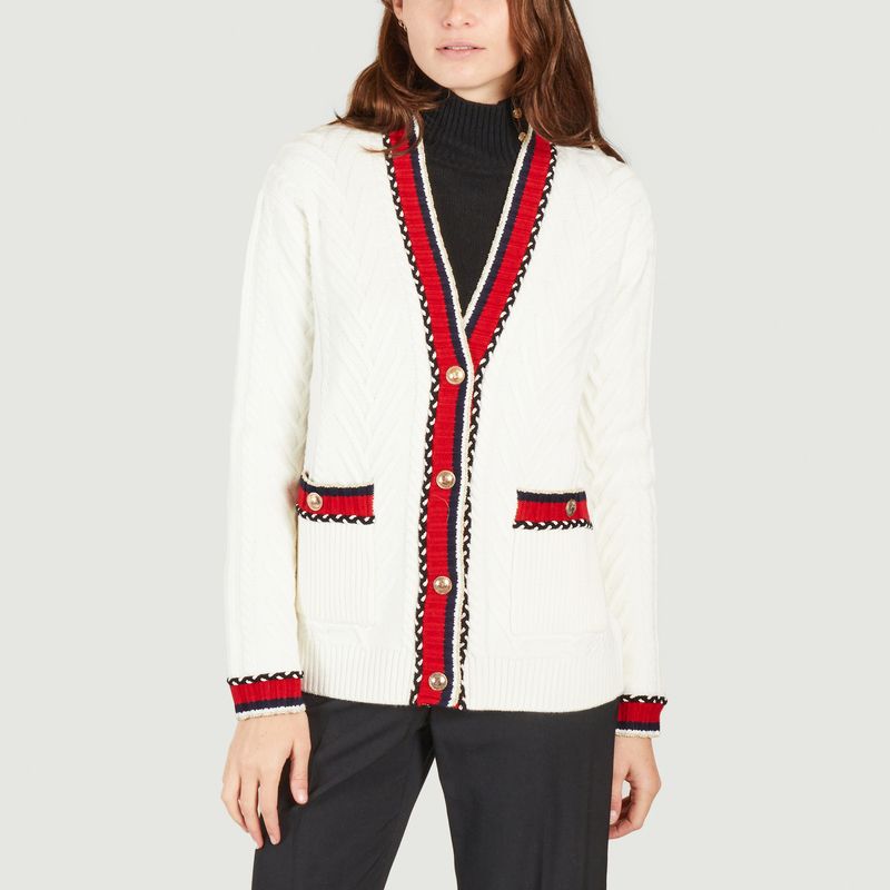 Braided and contrasted medi cardigan - Maje