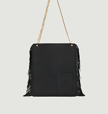Clover leather bag with fringes