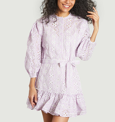 Short dress in embroidered cotton