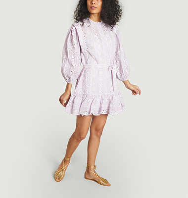 Short dress in embroidered cotton