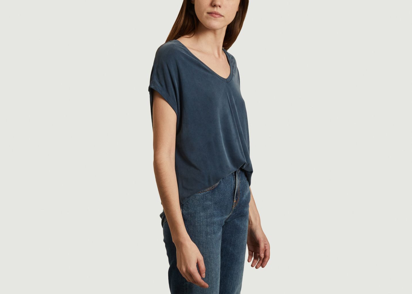 T-shirt boxy col V - Majestic Filatures