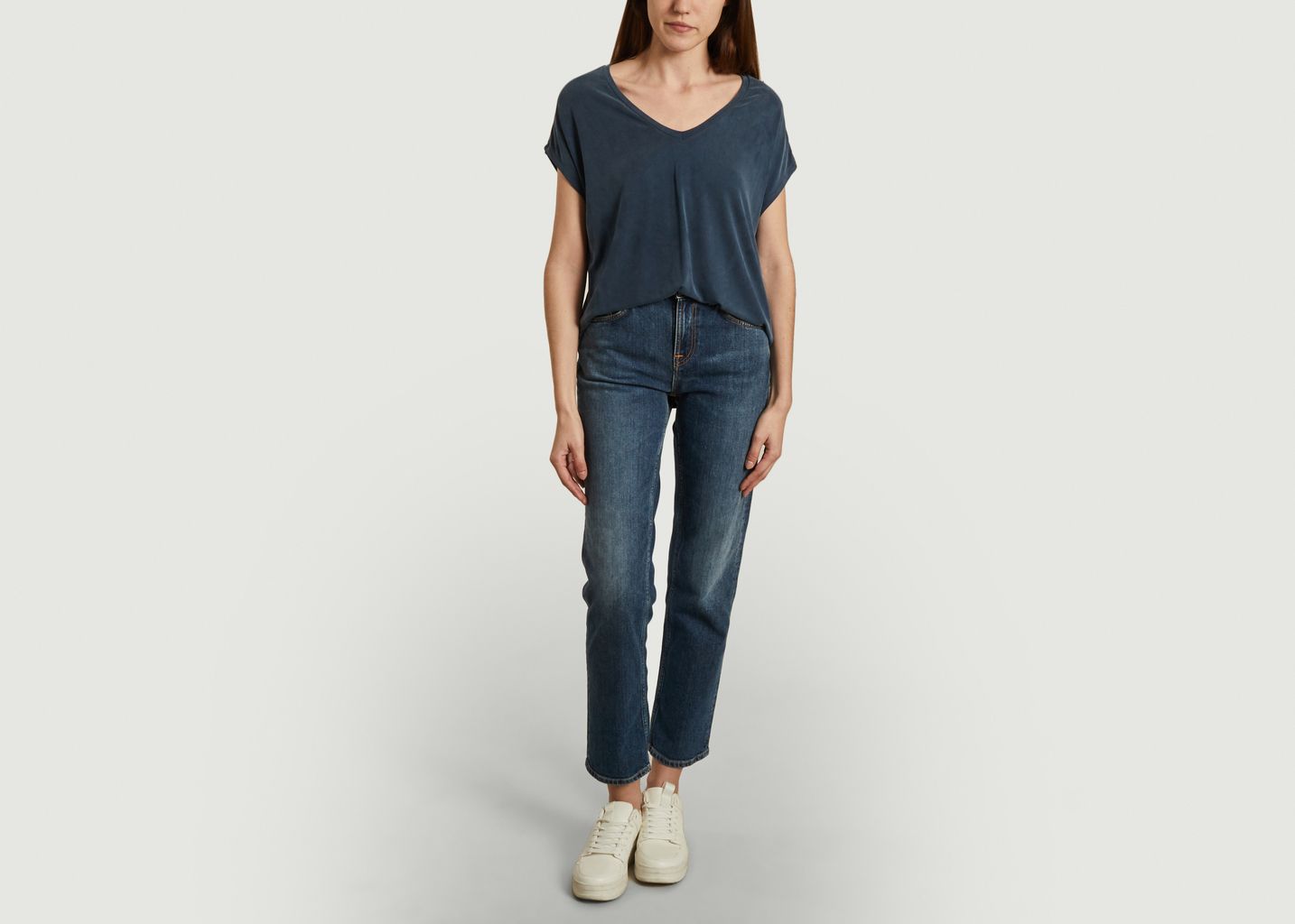 T-shirt boxy col V - Majestic Filatures