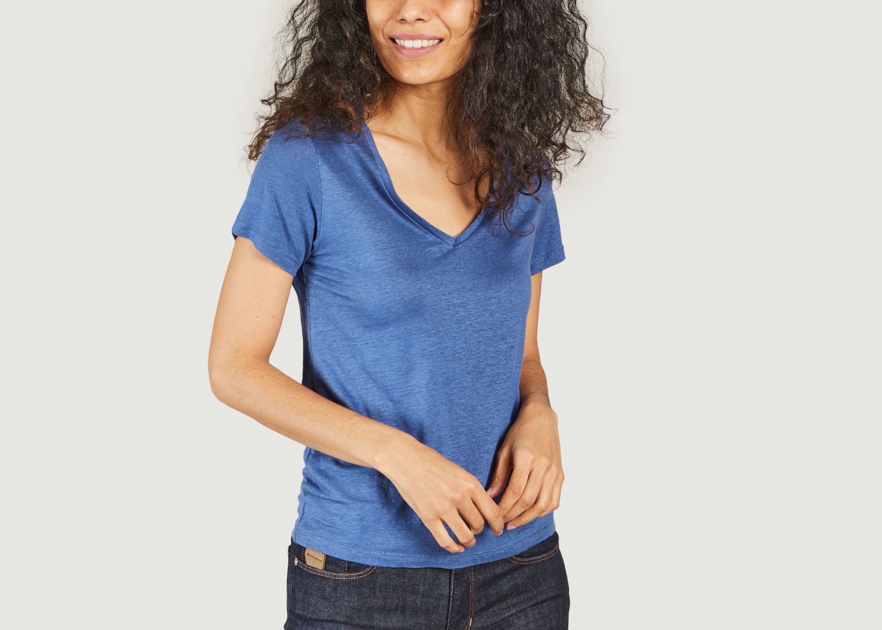 Linen Tshirt Blue Majestic Filatures 