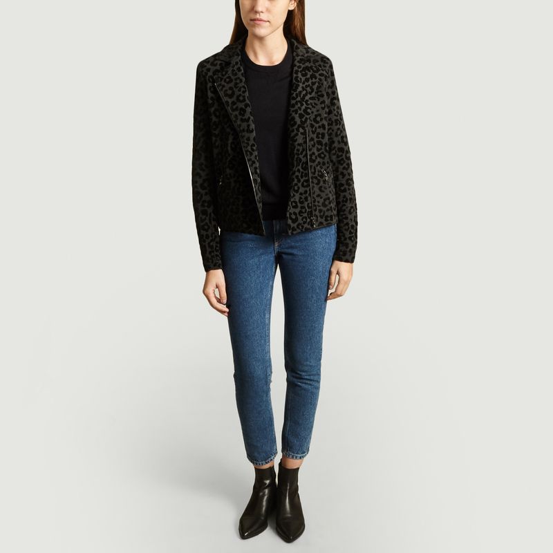 MAJESTIC FILATURES Flocked stretch-jersey biker jacket, Sale up to 70% off