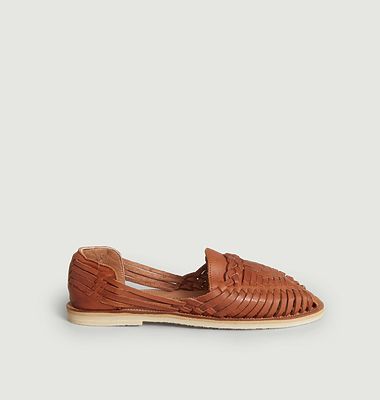 Alegre leather braided flat sandals