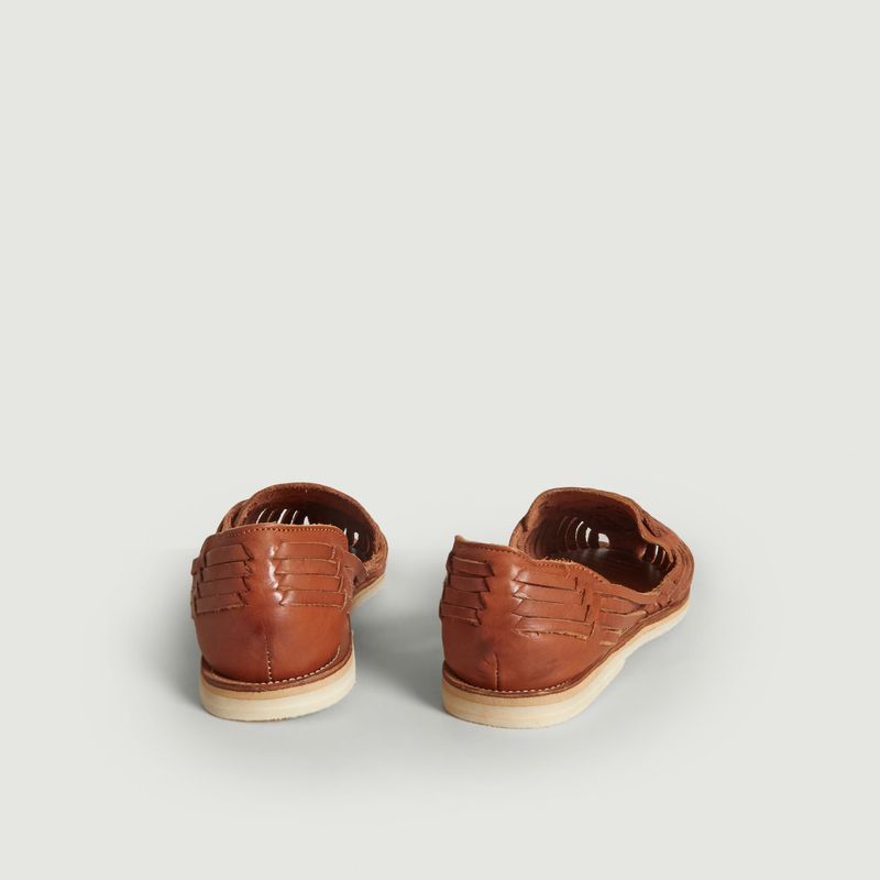 Sandales plates tressées en cuir Alegre - Mapache
