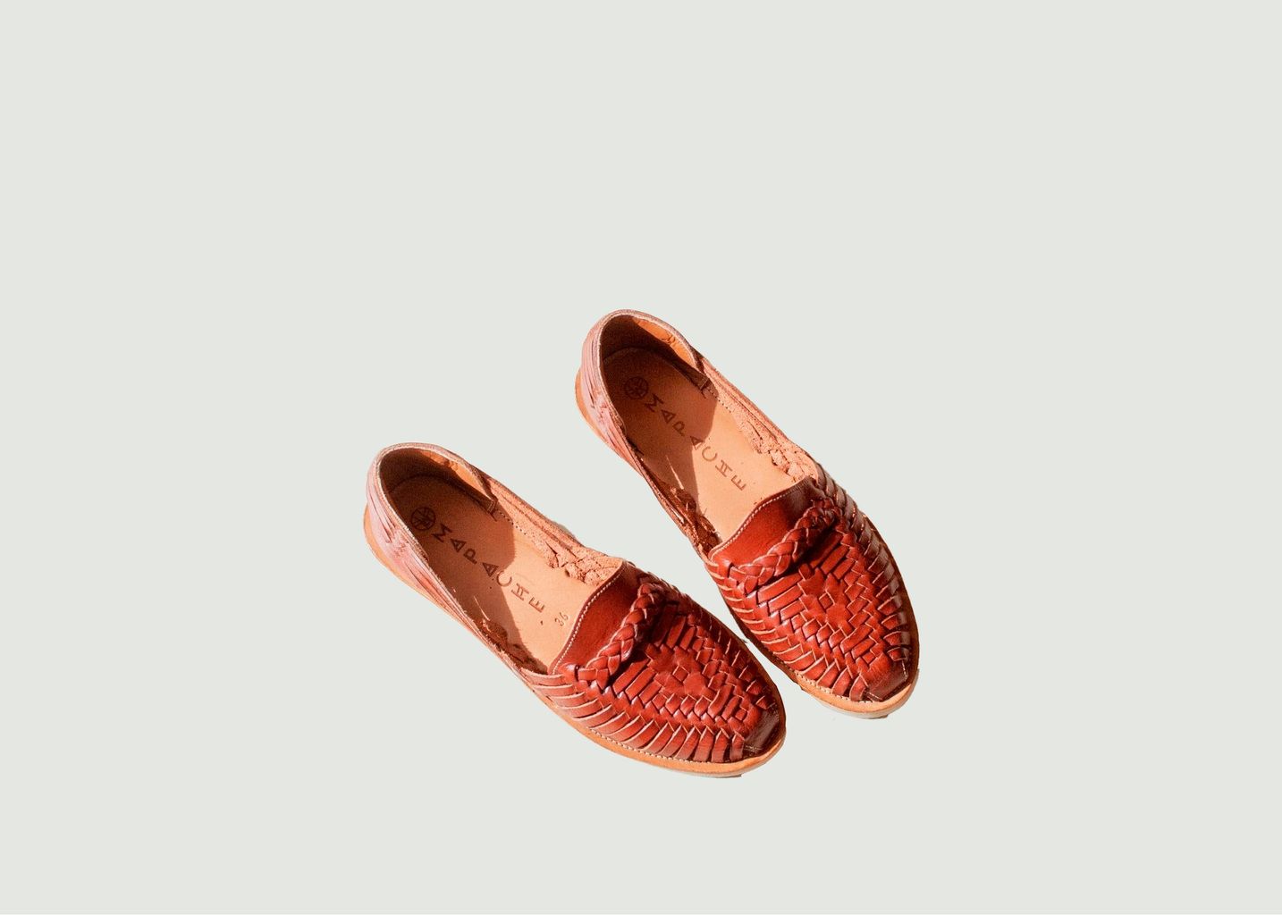 Sandales plates tressées en cuir Alegre - Mapache