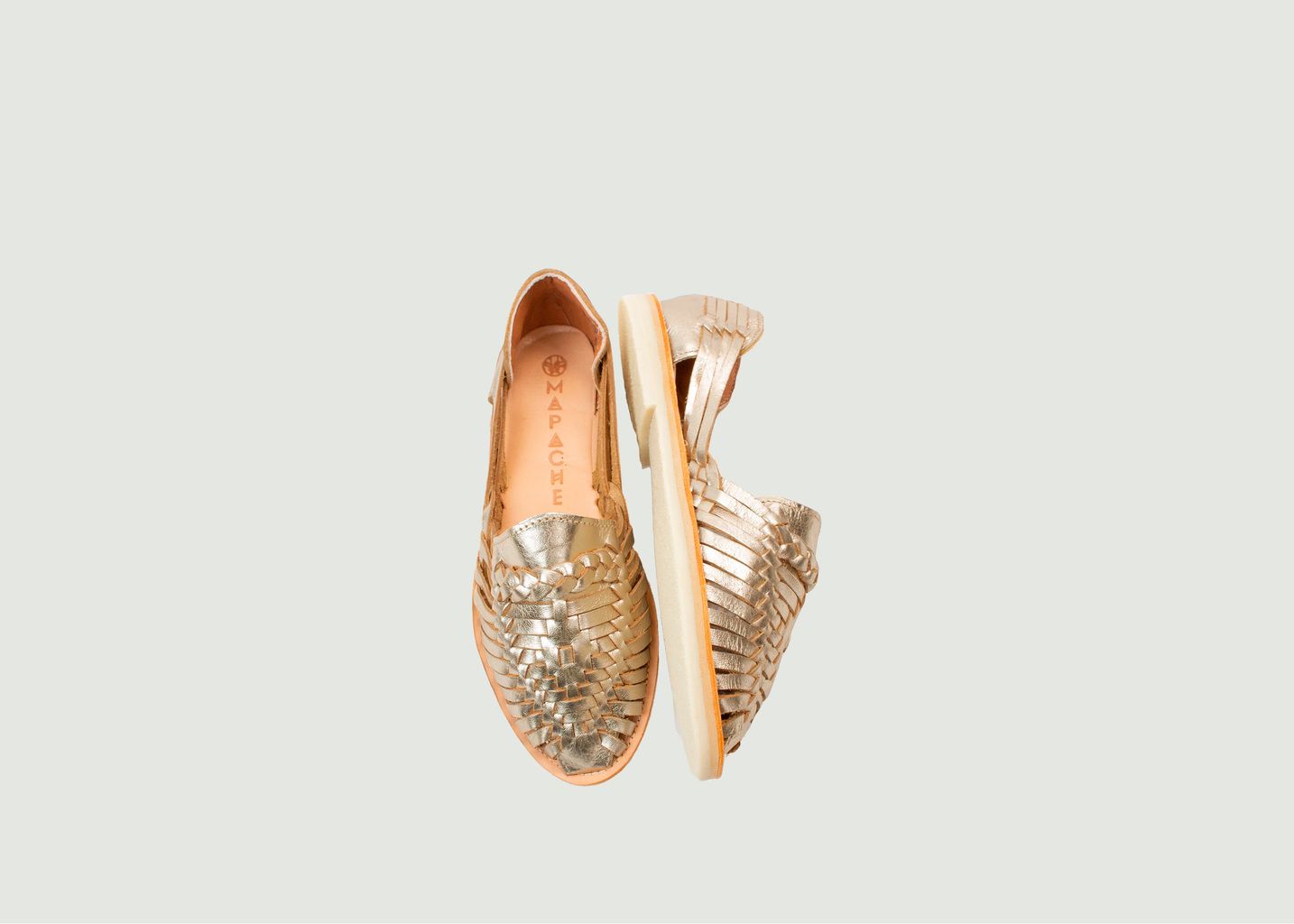 Alegre leather braided flat sandals - Mapache