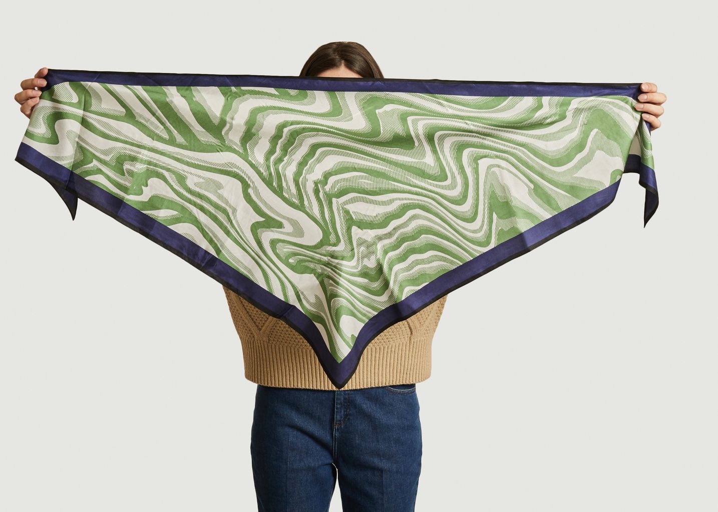 Wave patterned silk scarves duet - Mapoésie