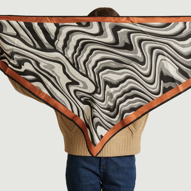 Wave patterned silk scarves duet - Mapoésie