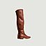 Moncloa Cognac stretch leatherette thigh-high boots - Souliers Martinez