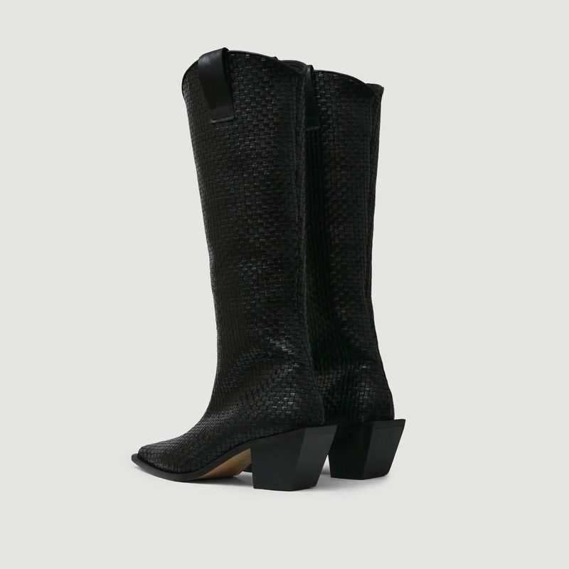 Leather Cowboy Boots Sole Black Souliers Martinez L'Exception