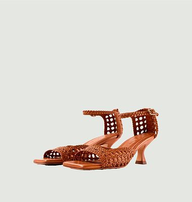 Veronica woven leather heeled sandals