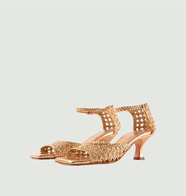 Veronica woven leather heeled sandals