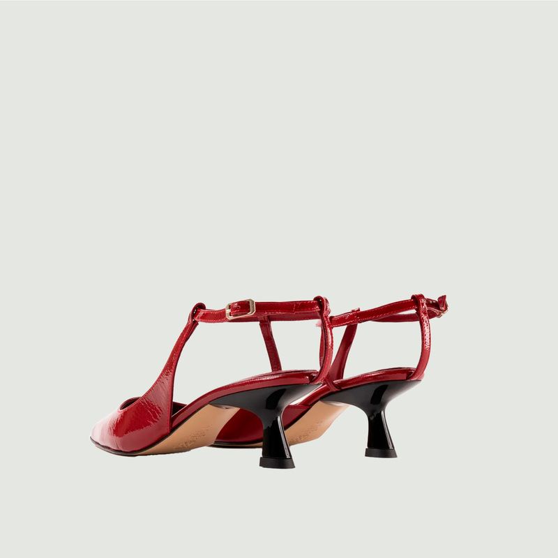 Patent leather closed-toe sandals with Camelia heels - Souliers Martinez