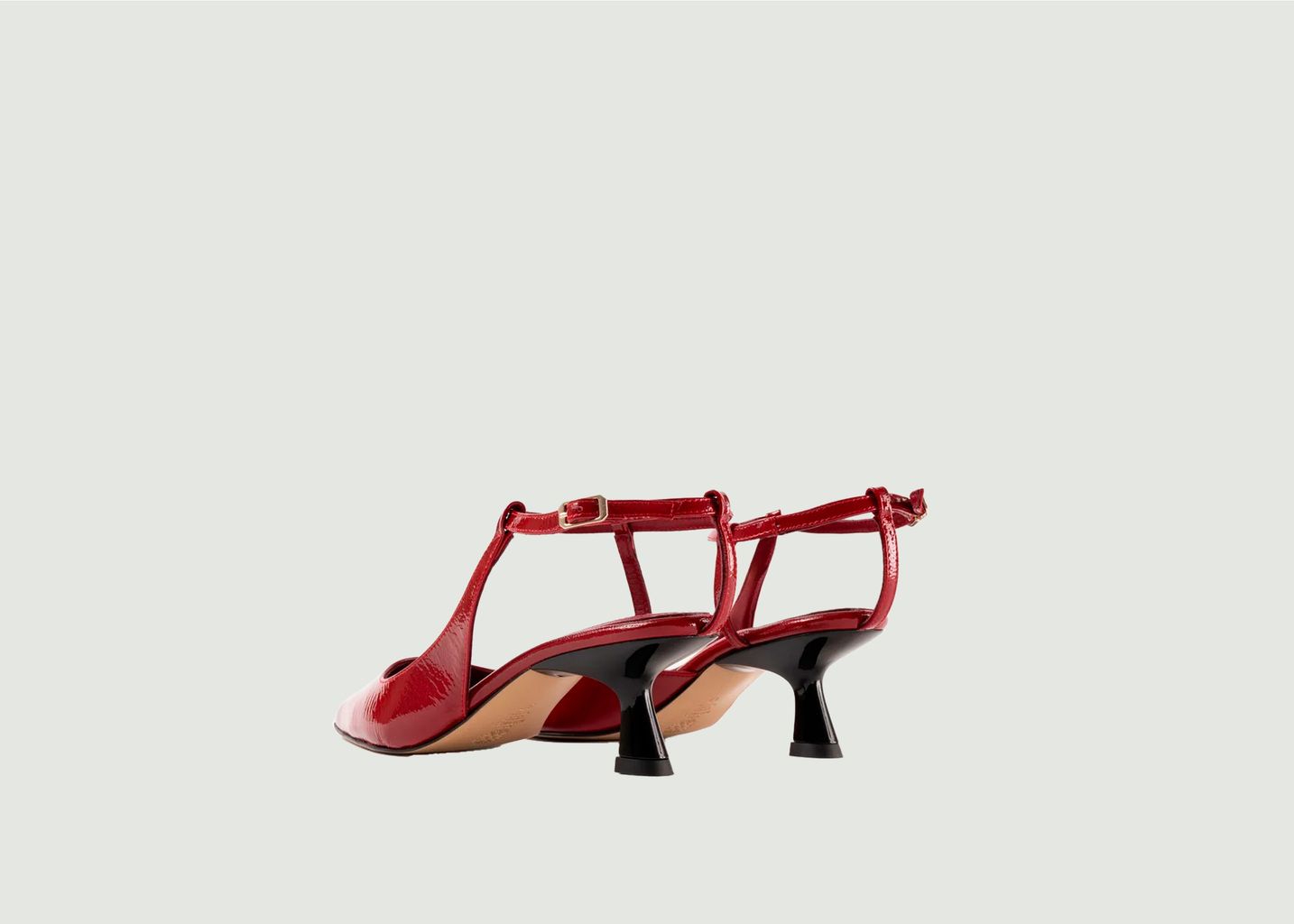 Patent leather closed-toe sandals with Camelia heels - Souliers Martinez