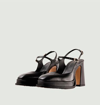 Leather sandals with heels and closed-toe platform Claudia
