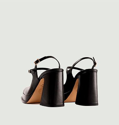 Leather sandals with heels and closed-toe platform Claudia
